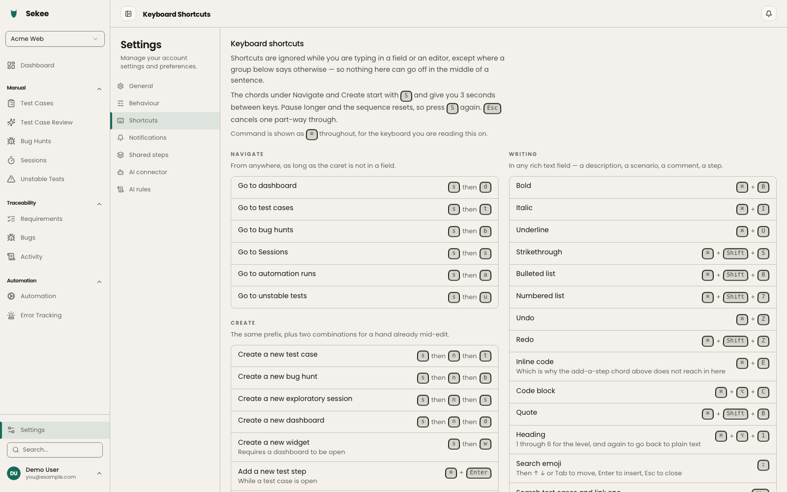 Shortcuts